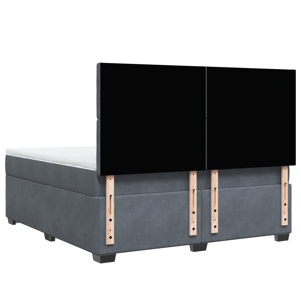 Ramsäng med madrass mörkgrå 180x200 cm sammet