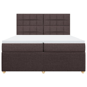 Ramsäng med madrass mörkbrun 200x200 cm tyg