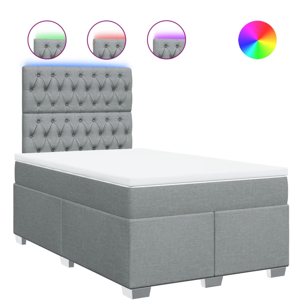 Ramsäng med madrass ljusgrå 120x200 cm tyg