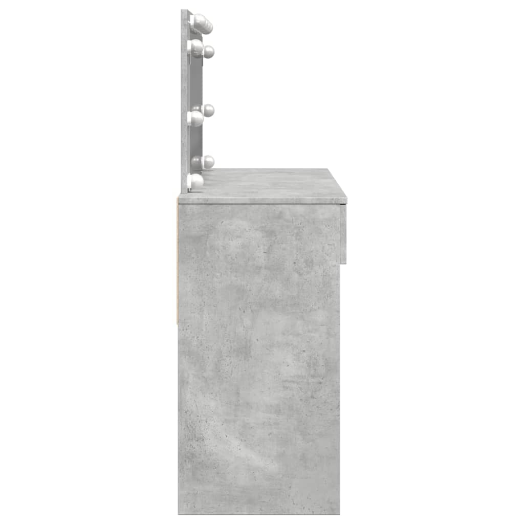 Sminkbord med LED betonggrå 100x40x120 cm