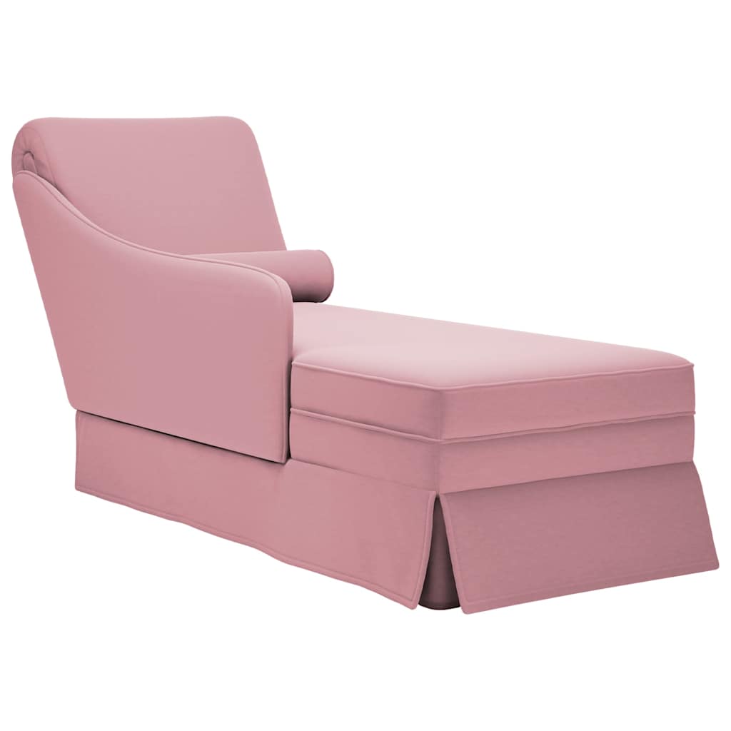 Schäslong med bolster och höger armstöd rosa sammet