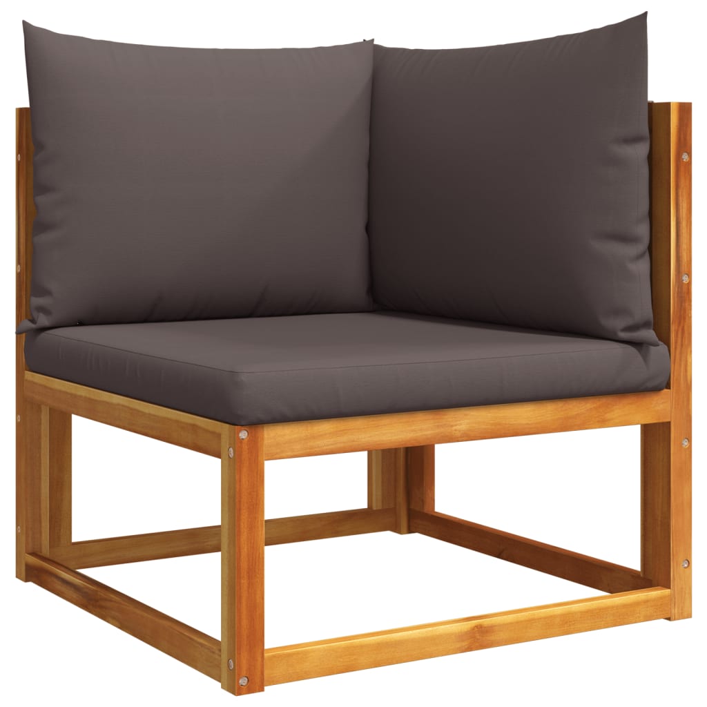 11-delad trädgårdssoffgrupp med kuddar trä akacia och rep