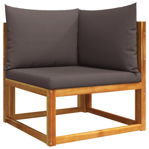 11-delad trädgårdssoffgrupp med kuddar trä akacia och rep