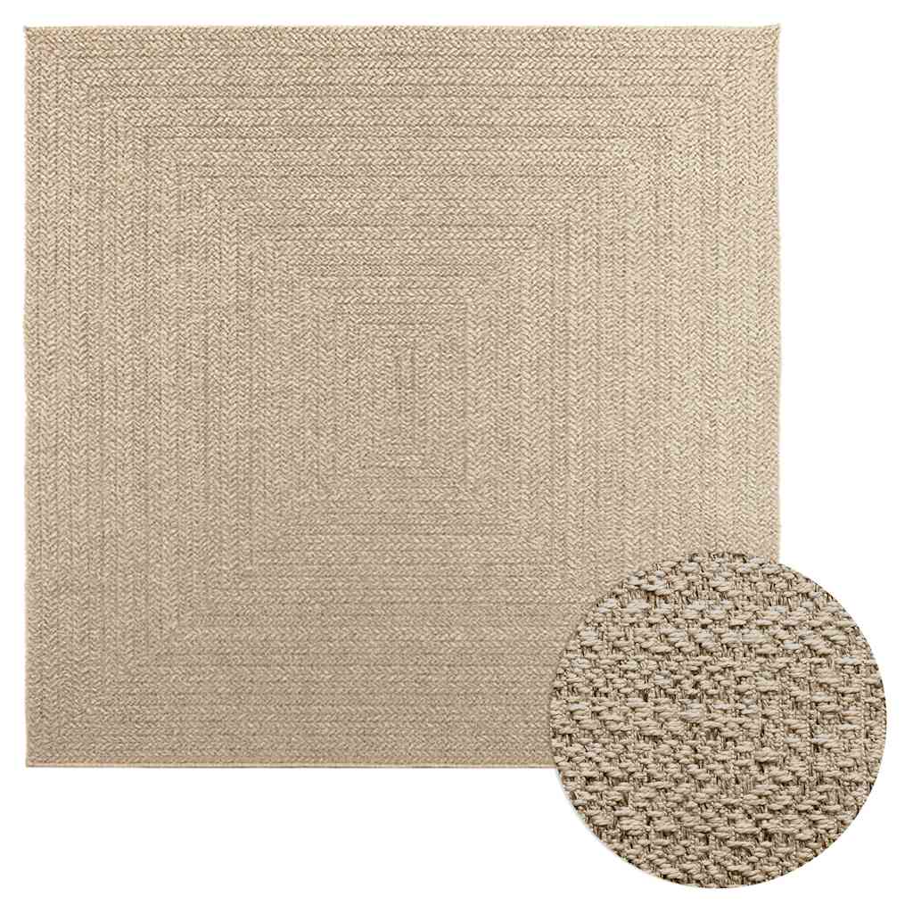 Matta ZIZUR beige 200x200 cm jutelook inomhus och utomhus