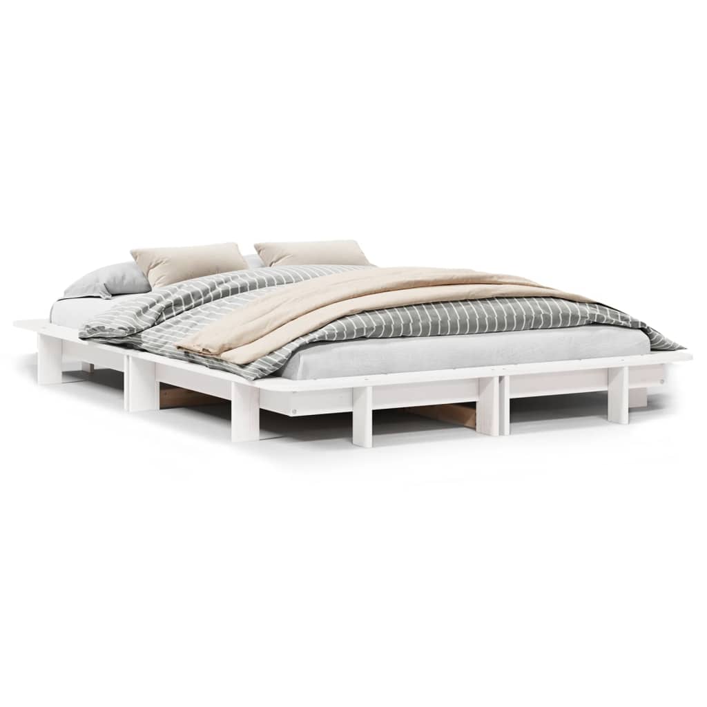 Sängram utan madrass vit 140x190 cm massiv furu