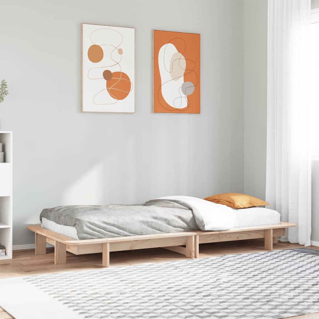 Sängram utan madrass 75x190 cm massiv furu