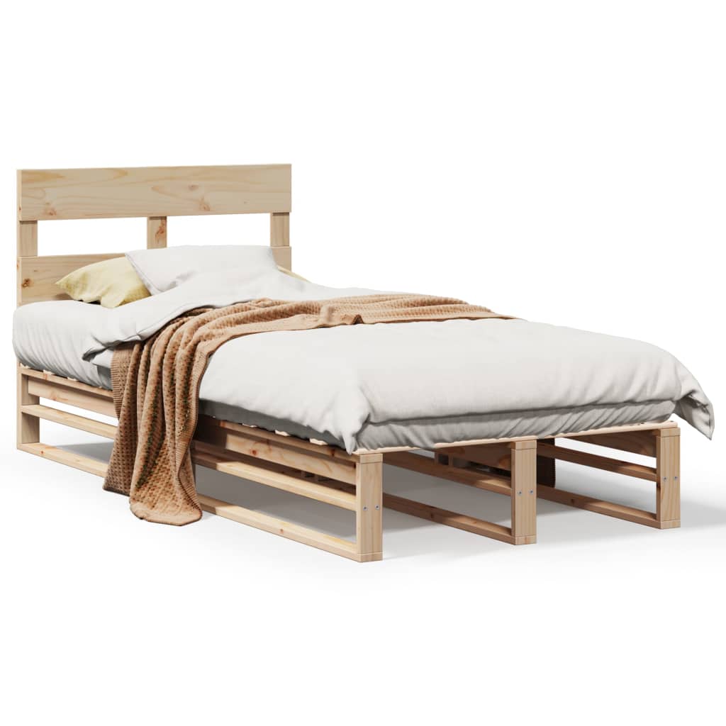 Sängram utan madrass 75x190 cm massiv furu