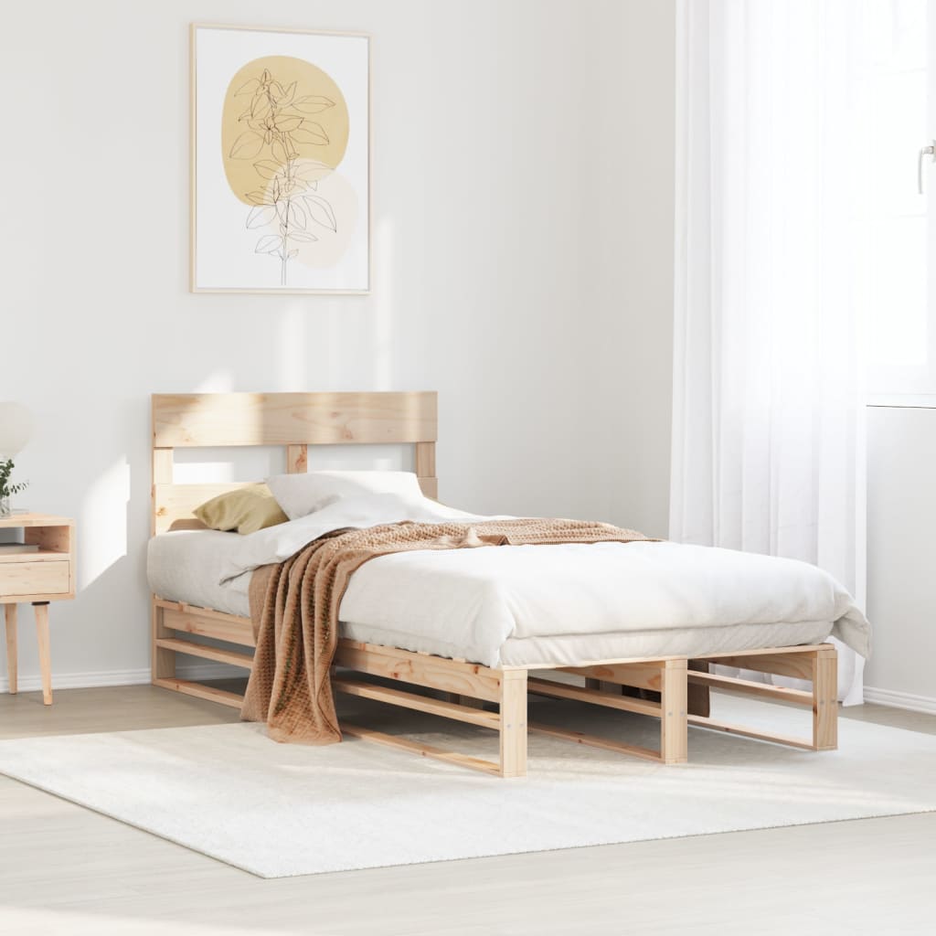 Sängram utan madrass 75x190 cm massiv furu