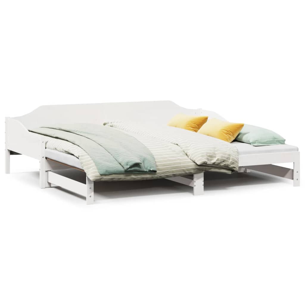 Dagbädd med extrasäng vit 90x190 cm massiv furu