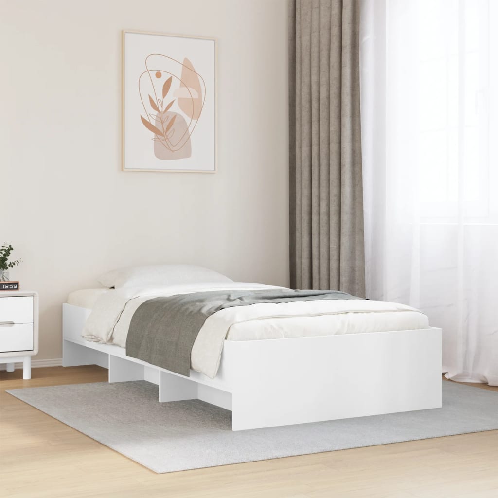 Sängram vit 100x200 cm konstruerad trä