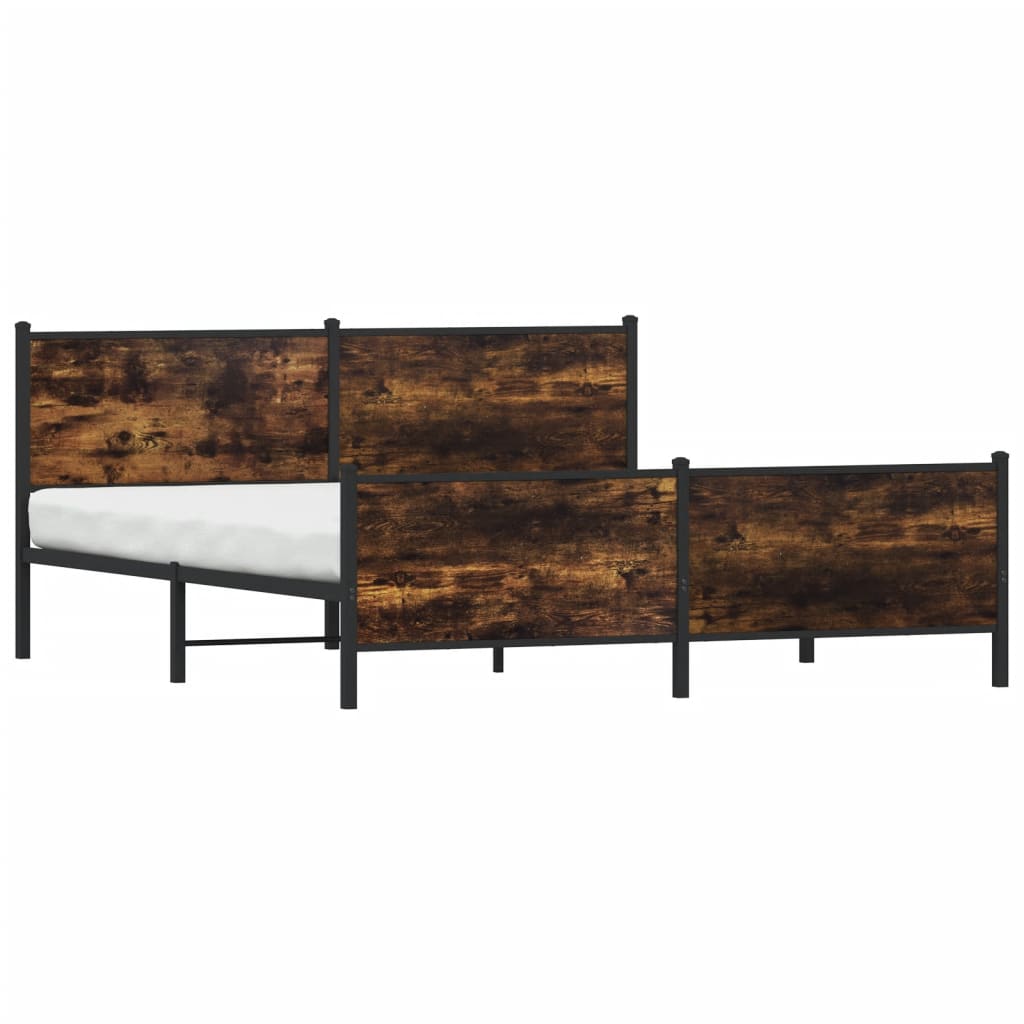 Sängram utan madrass metall rökfärgad ek 180x200 cm