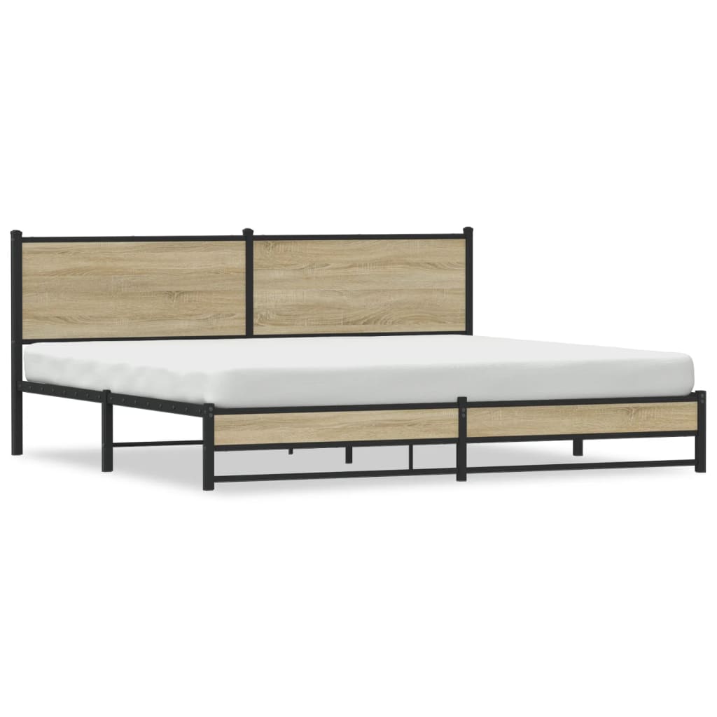 Sängram utan madrass metall sonoma-ek 200x200 cm
