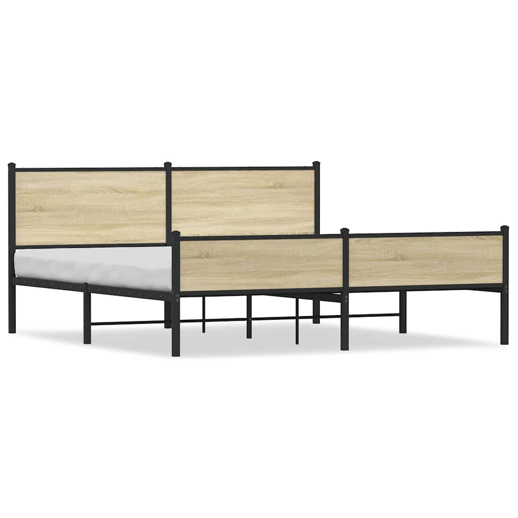 Sängram utan madrass metall sonoma-ek 180x200 cm