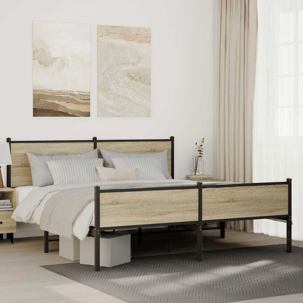 Sängram utan madrass metall sonoma-ek 183x213 cm