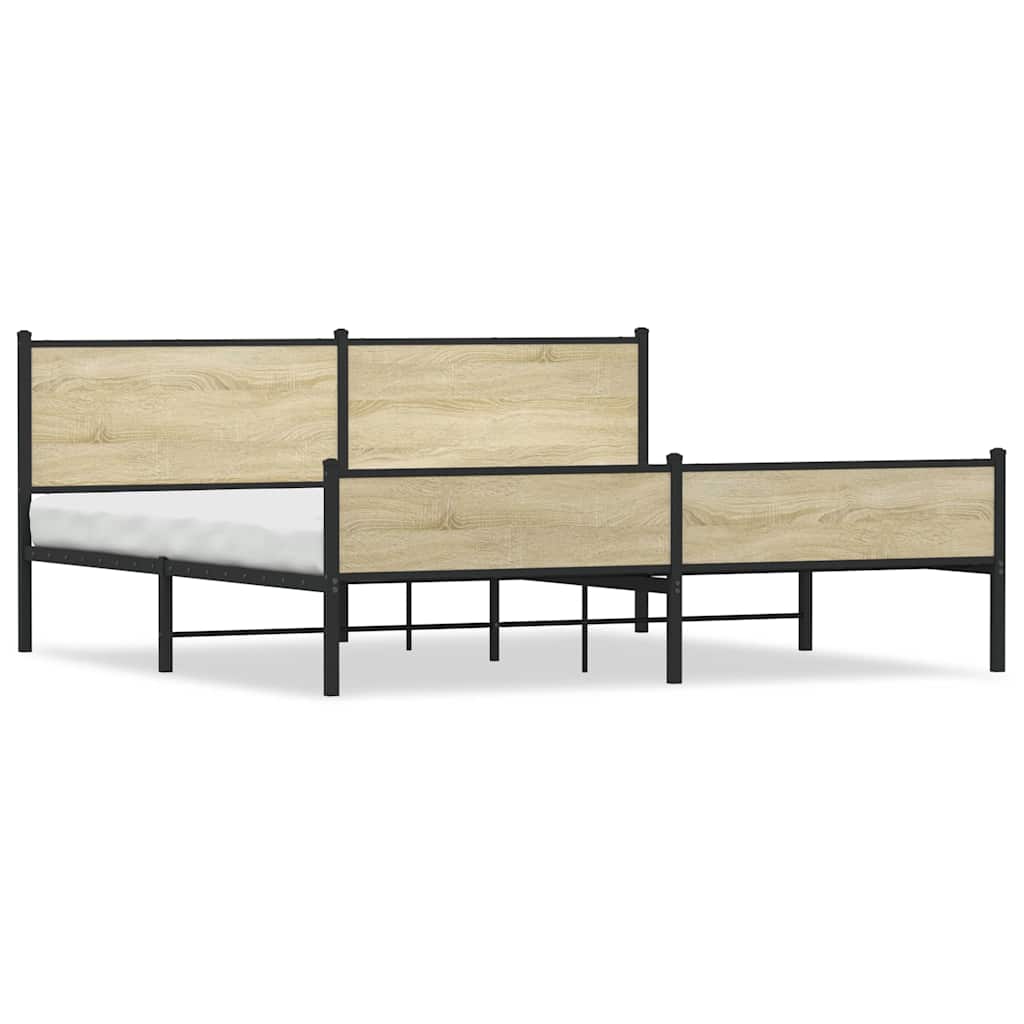 Sängram utan madrass metall sonoma-ek 193x203 cm