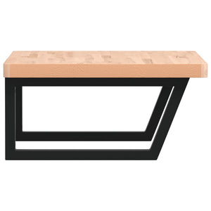 Väggmonterad handfatshylla stål och massiv bok