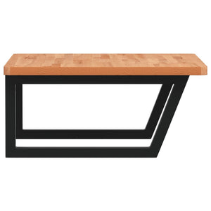 Väggmonterad handfatshylla stål och massiv bok