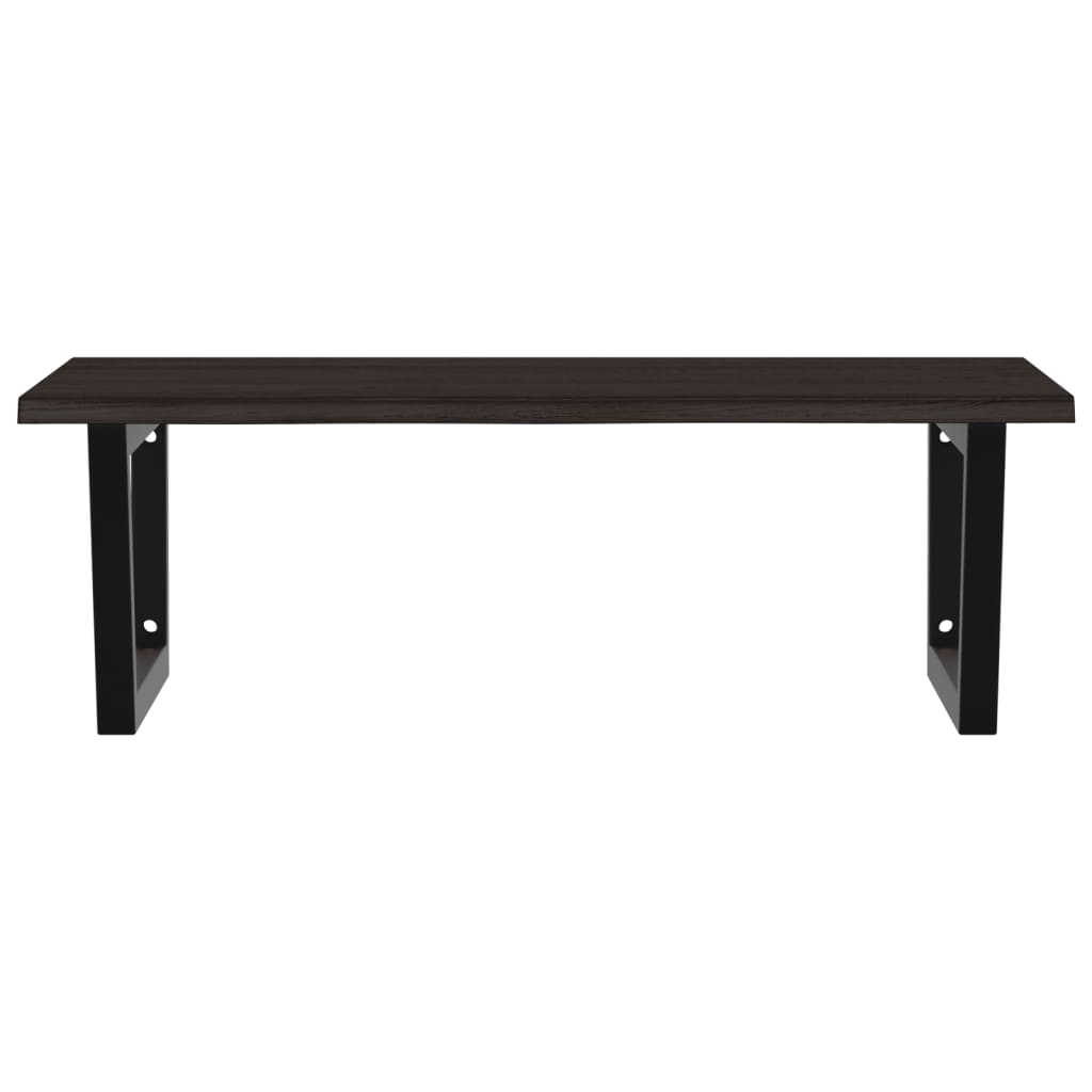 Väggmonterad handfatshylla stål och massiv ek