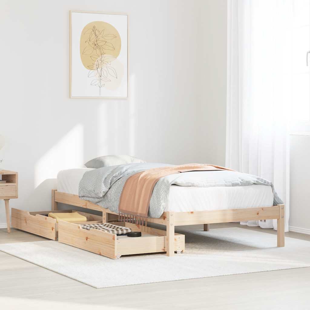 Sängram utan madrass 75x190 cm massiv furu