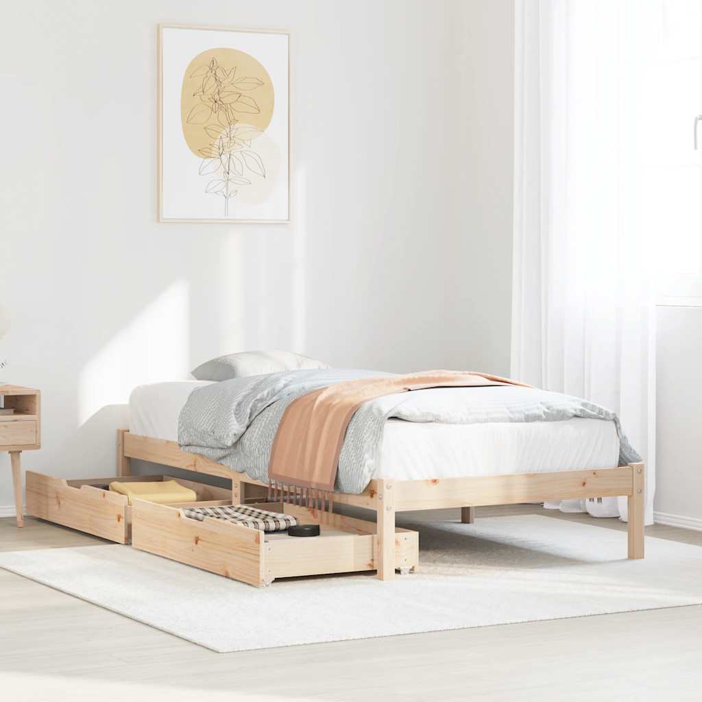 Sängram utan madrass 90x190 cm massiv furu