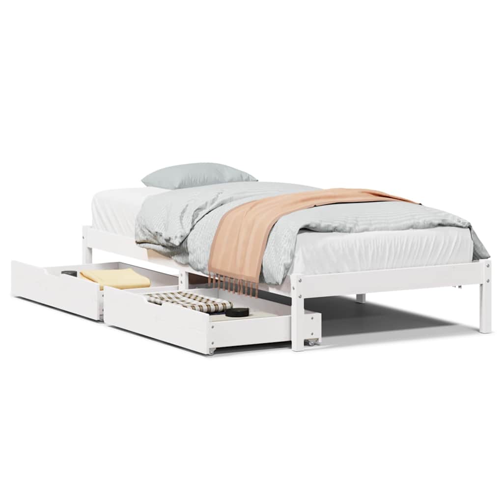 Sängram utan madrass vit 90x190 cm massiv furu