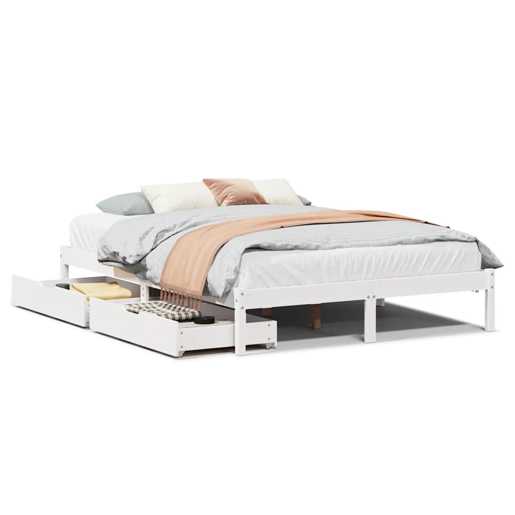 Sängram utan madrass vit 160x200 cm massiv furu