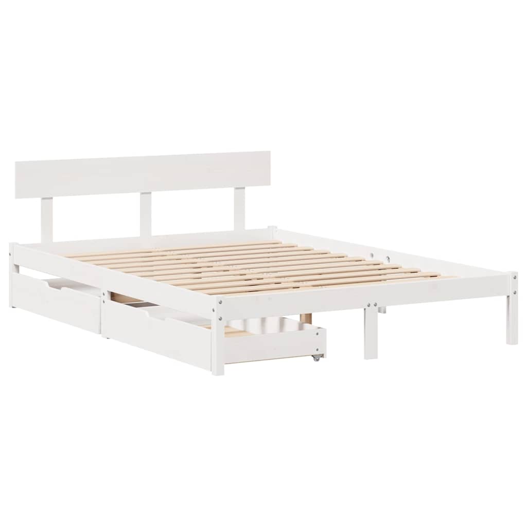 Sängram utan madrass vit 160x200 cm massiv furu