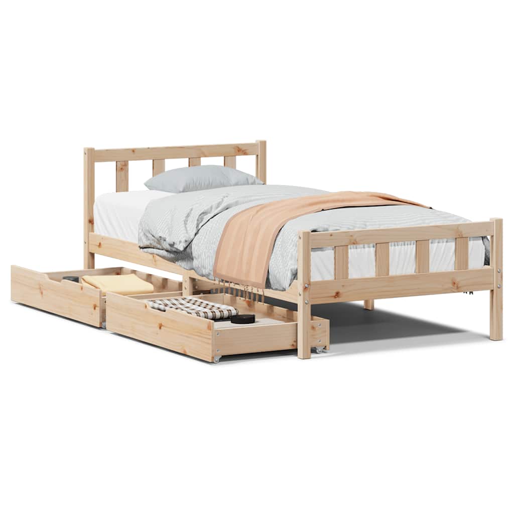 Sängram utan madrass 90x190 cm massiv furu