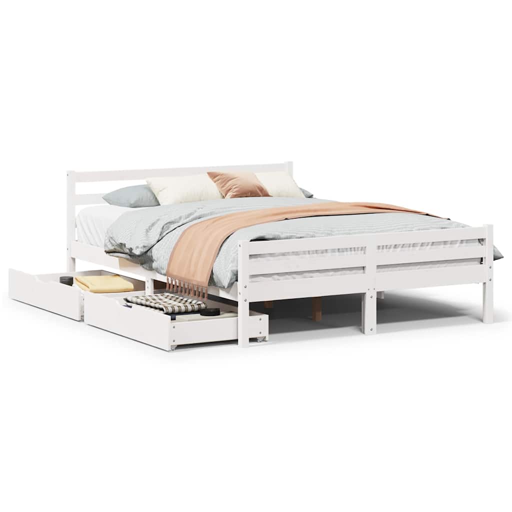 Sängram utan madrass vit 135x190 cm massiv furu