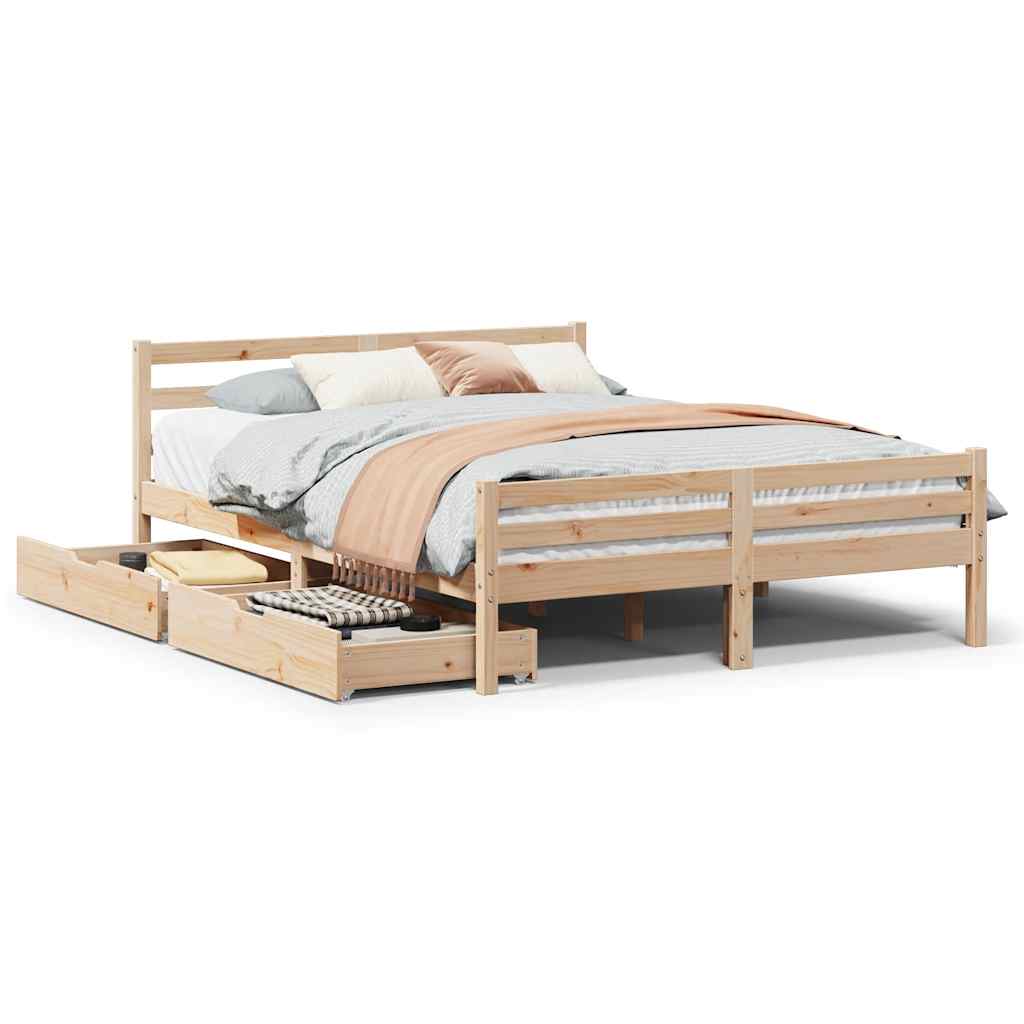 Sängram utan madrass 140x190 cm massiv furu
