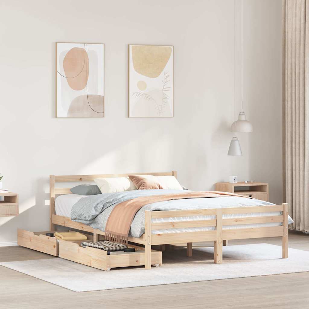 Sängram utan madrass 140x190 cm massiv furu