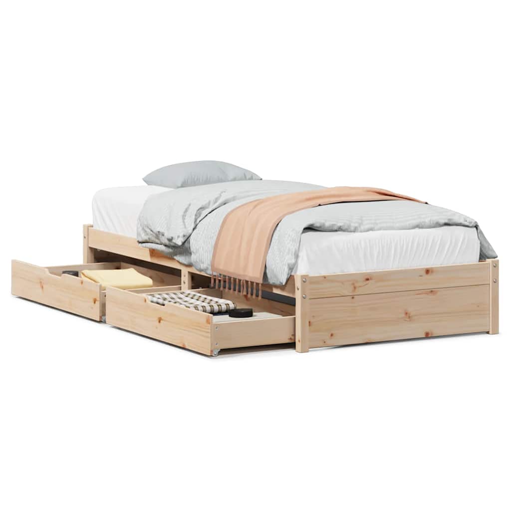 Sängram utan madrass 75x190 cm massiv furu