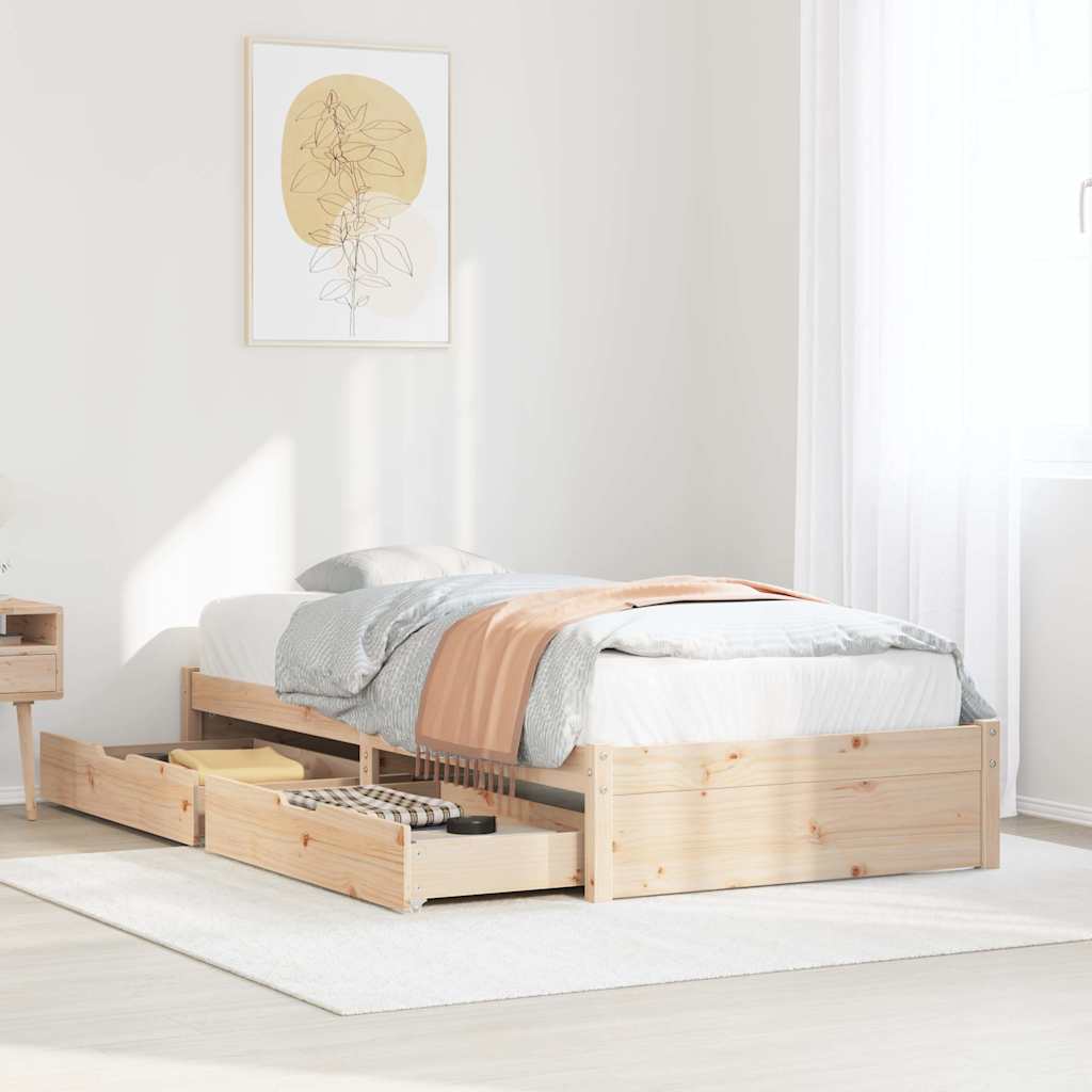 Sängram utan madrass 75x190 cm massiv furu