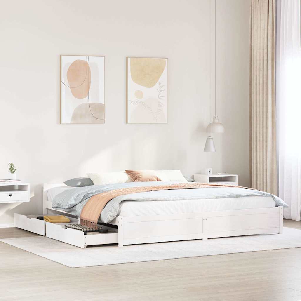 Sängram utan madrass vit 160x200 cm massiv furu