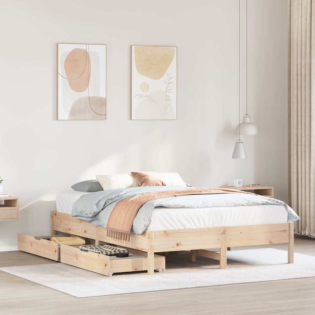 Sängram utan madrass 135x190 cm massiv furu