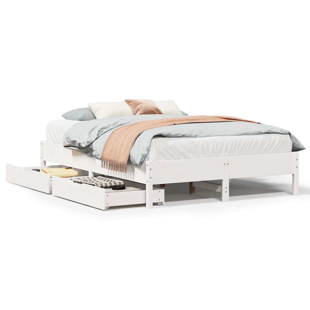 Sängram utan madrass vit 120x190 cm massiv furu