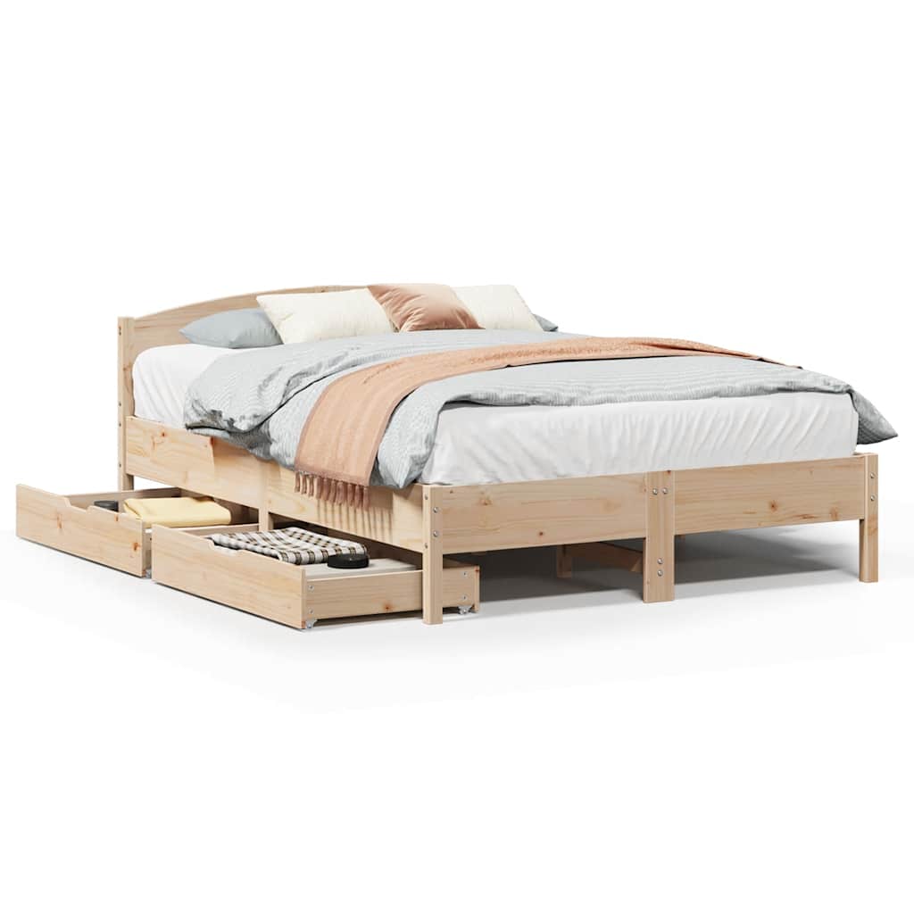 Sängram utan madrass 135x190 cm massiv furu