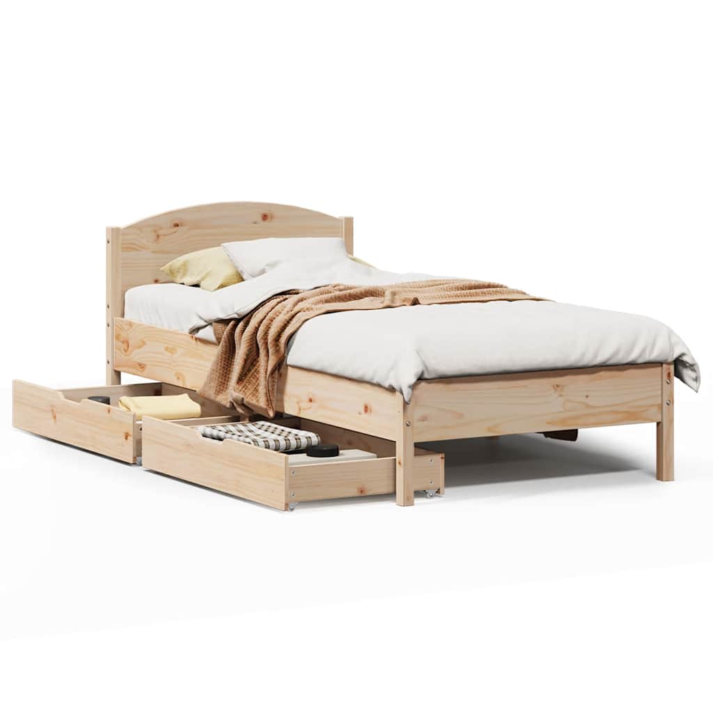 Sängram utan madrass 75x190 cm massiv furu