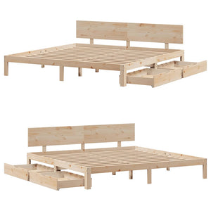 Sängram med lådor 180x200 cm massiv furu
