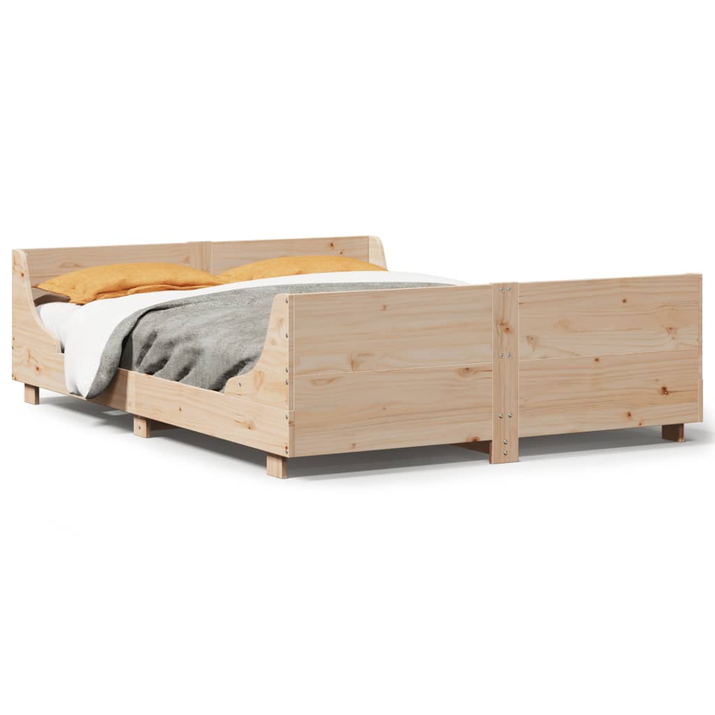 Sängram utan madrass 140x190 cm massiv furu