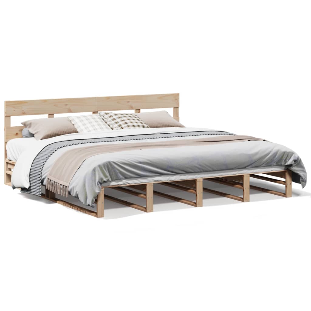 Sängram utan madrass 200x200 cm massiv furu