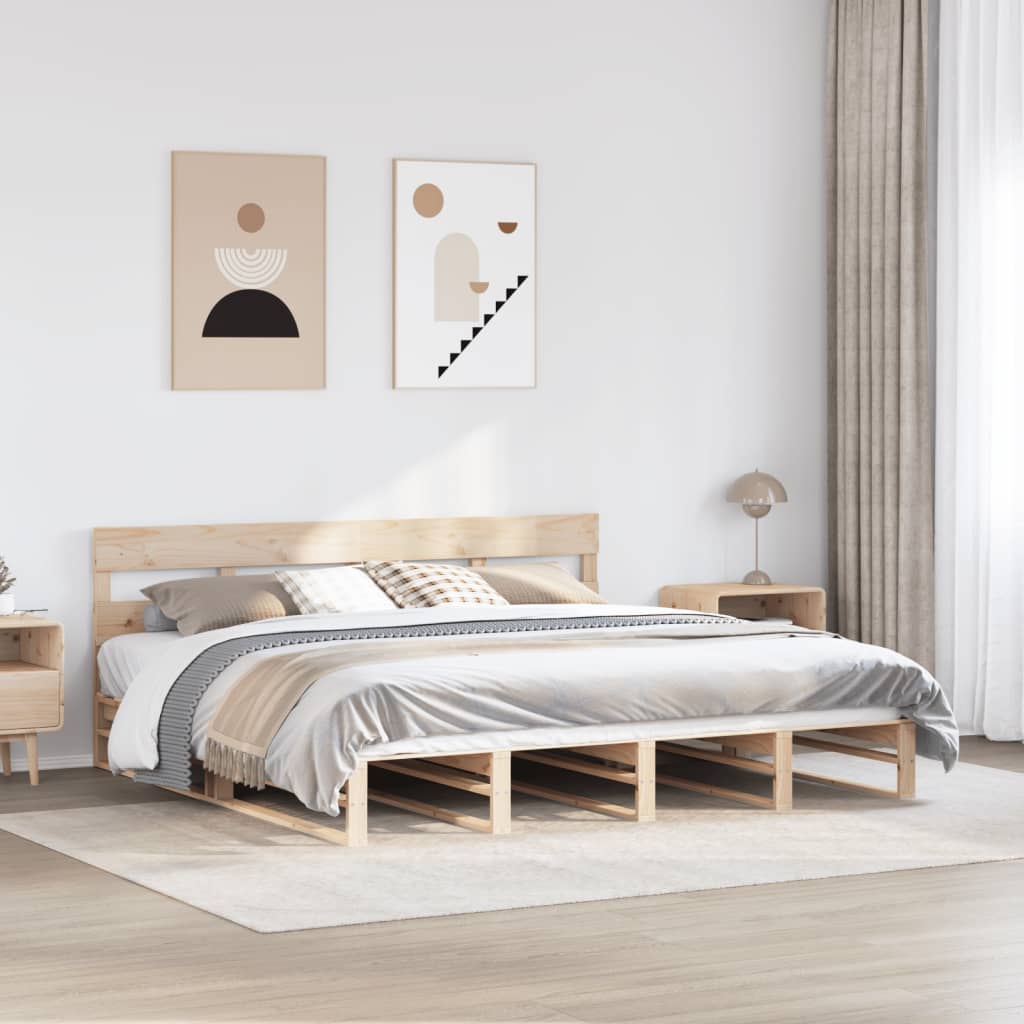 Sängram utan madrass 200x200 cm massiv furu