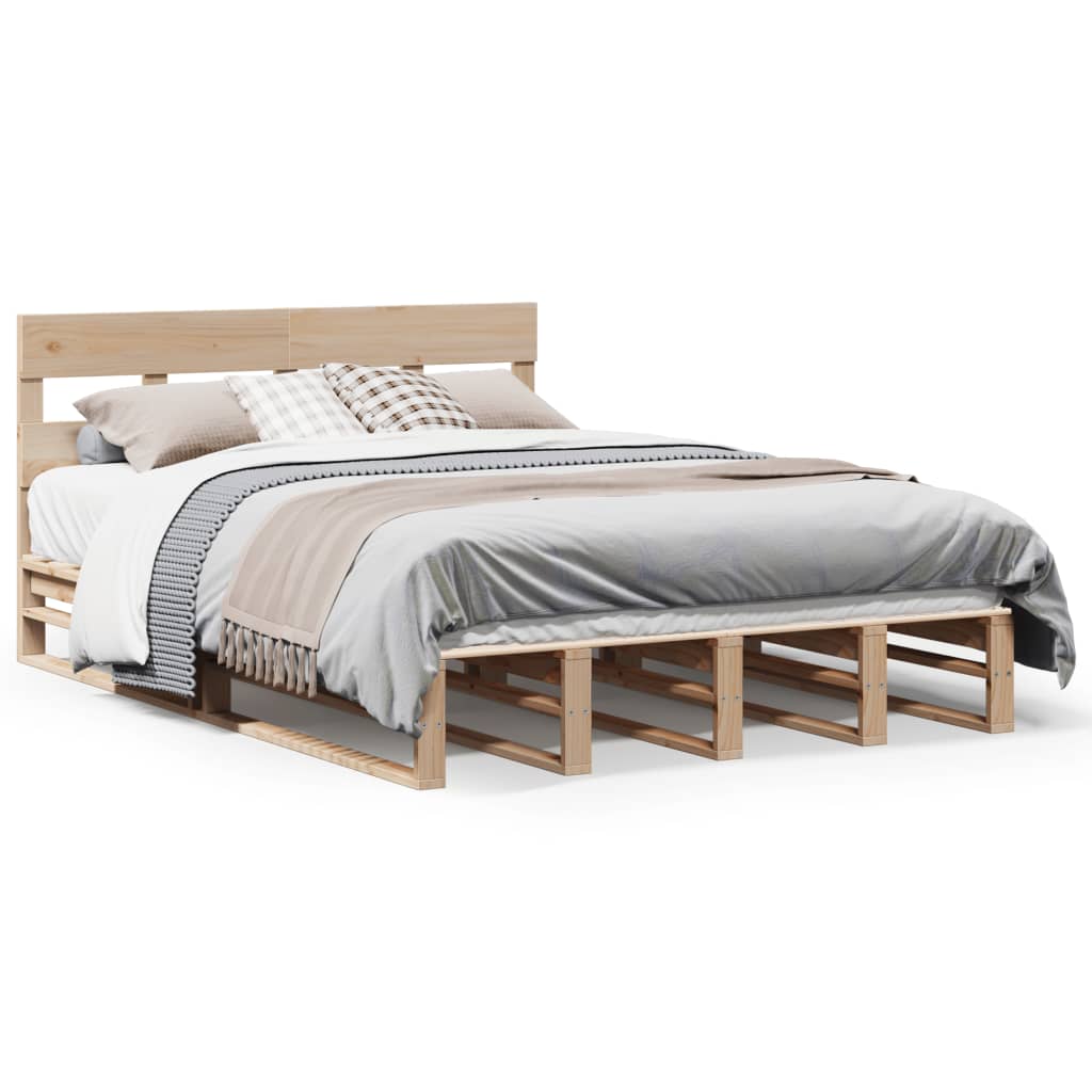 Sängram utan madrass 135x190 cm massiv furu
