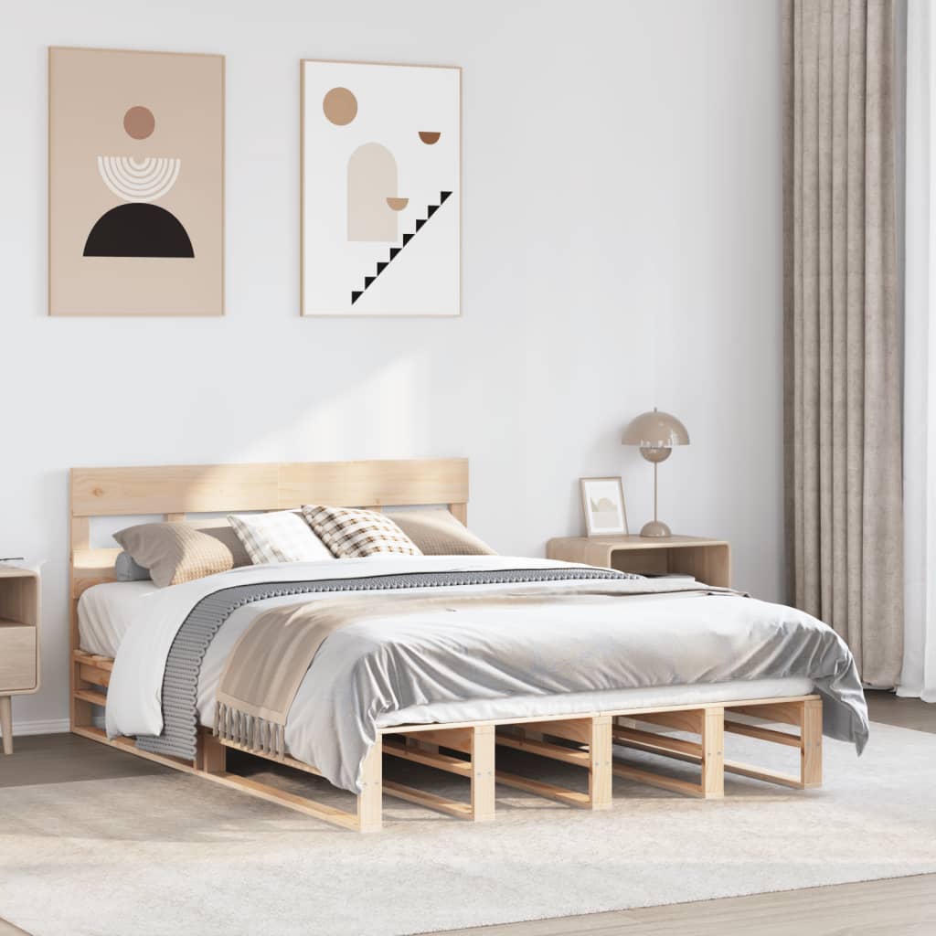Sängram utan madrass 140x190 cm massiv furu