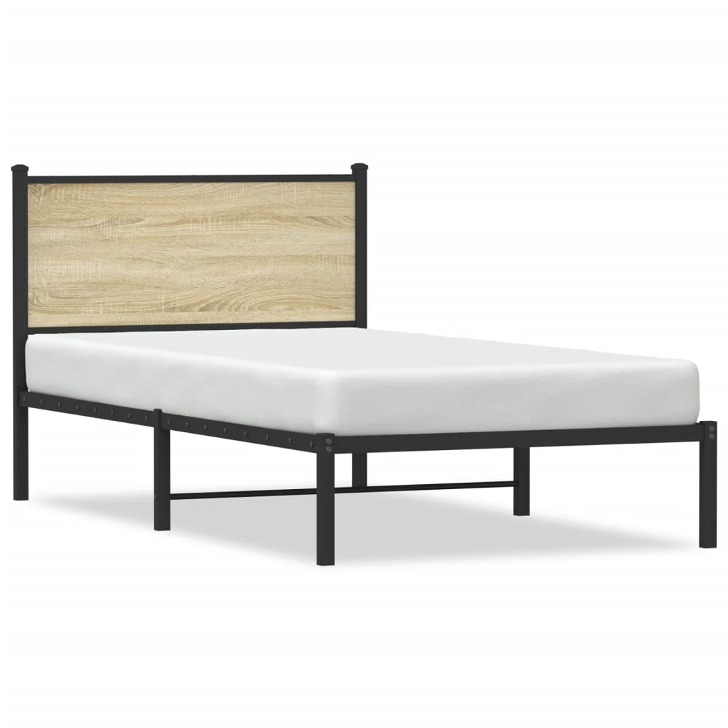 Sängram utan madrass metall sonoma-ek 107x203 cm