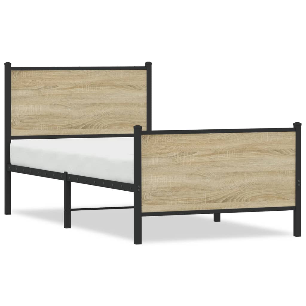 Sängram utan madrass metall sonoma-ek 80x200 cm