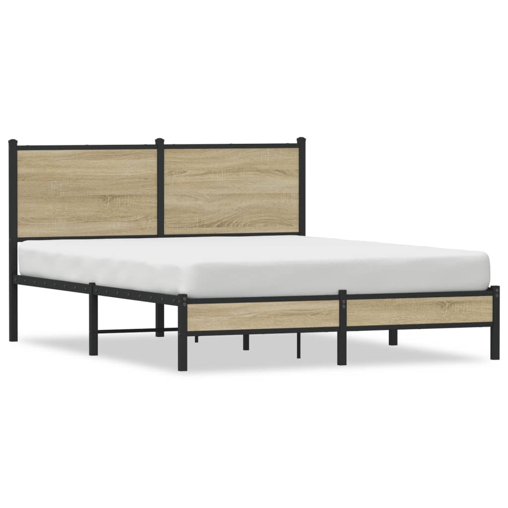 Sängram utan madrass metall sonoma-ek 137x190 cm