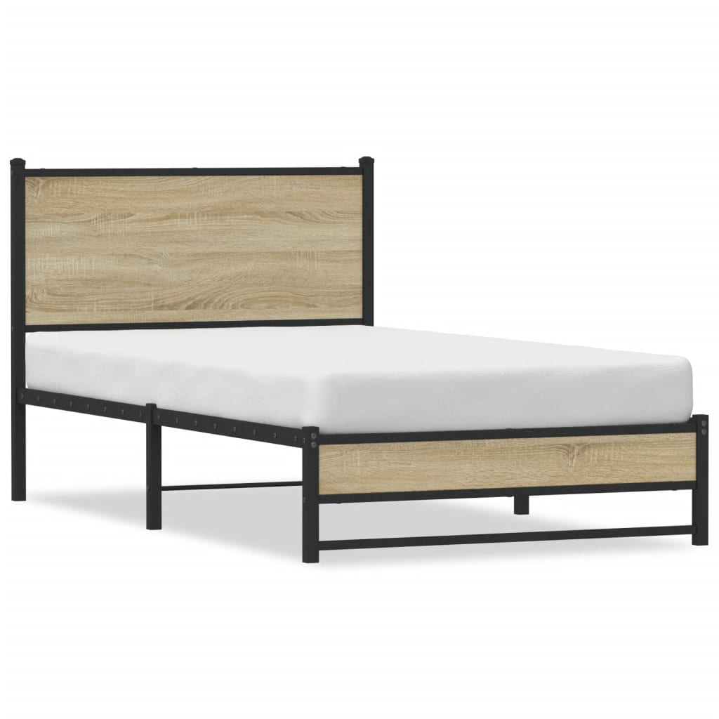 Sängram utan madrass metall sonoma-ek 107x203 cm