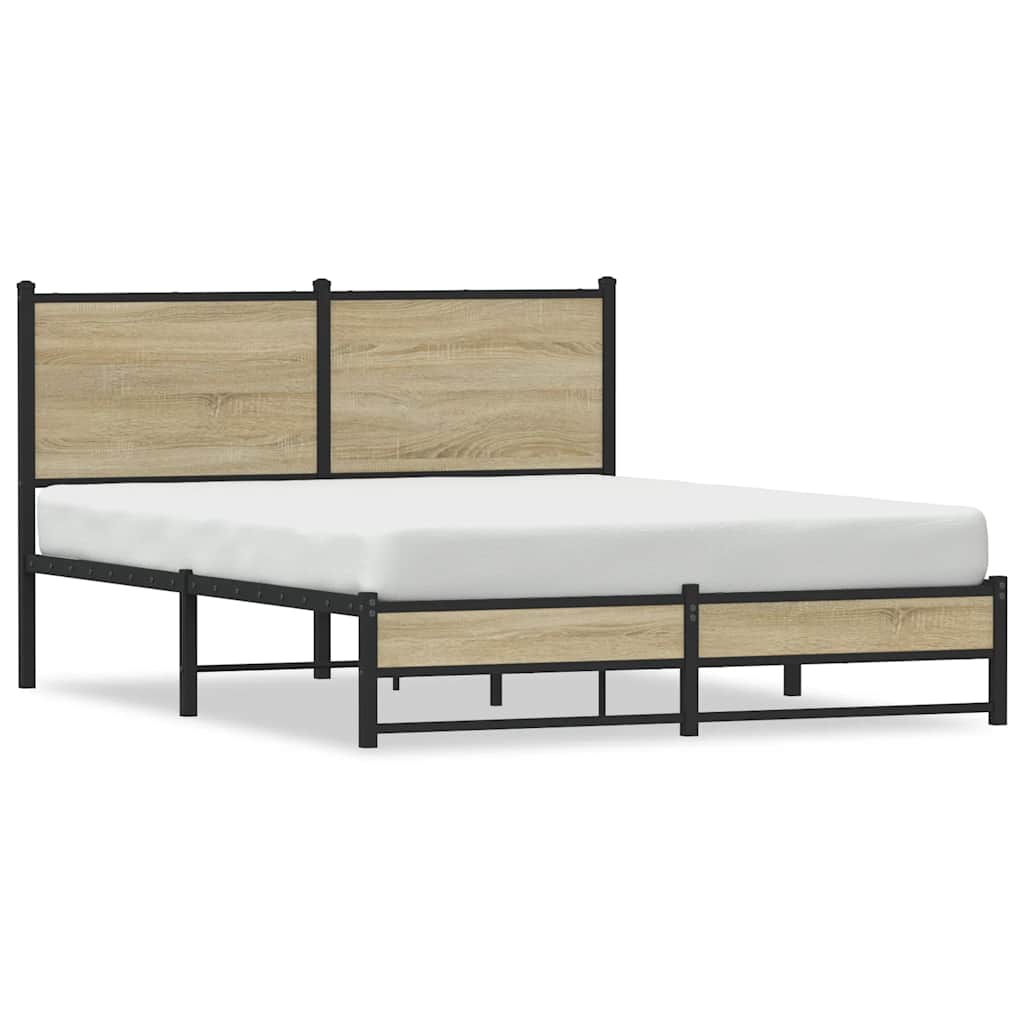 Sängram utan madrass metall sonoma-ek 150x200 cm
