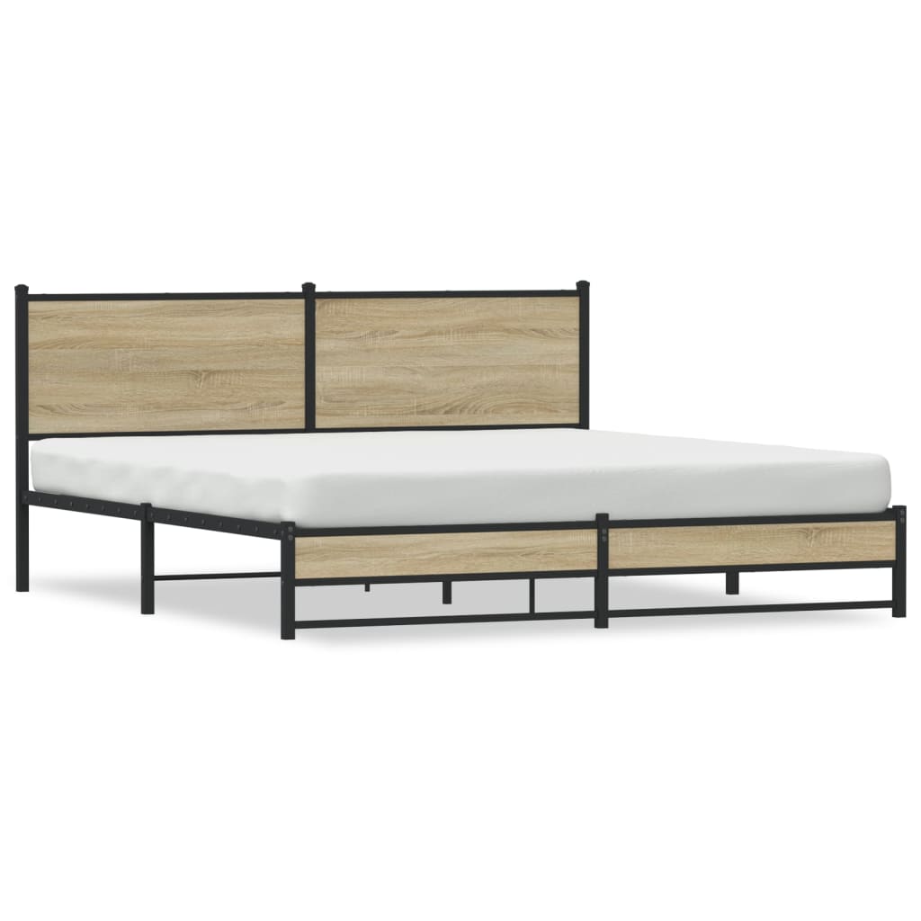 Sängram utan madrass metall sonoma-ek 160x200 cm
